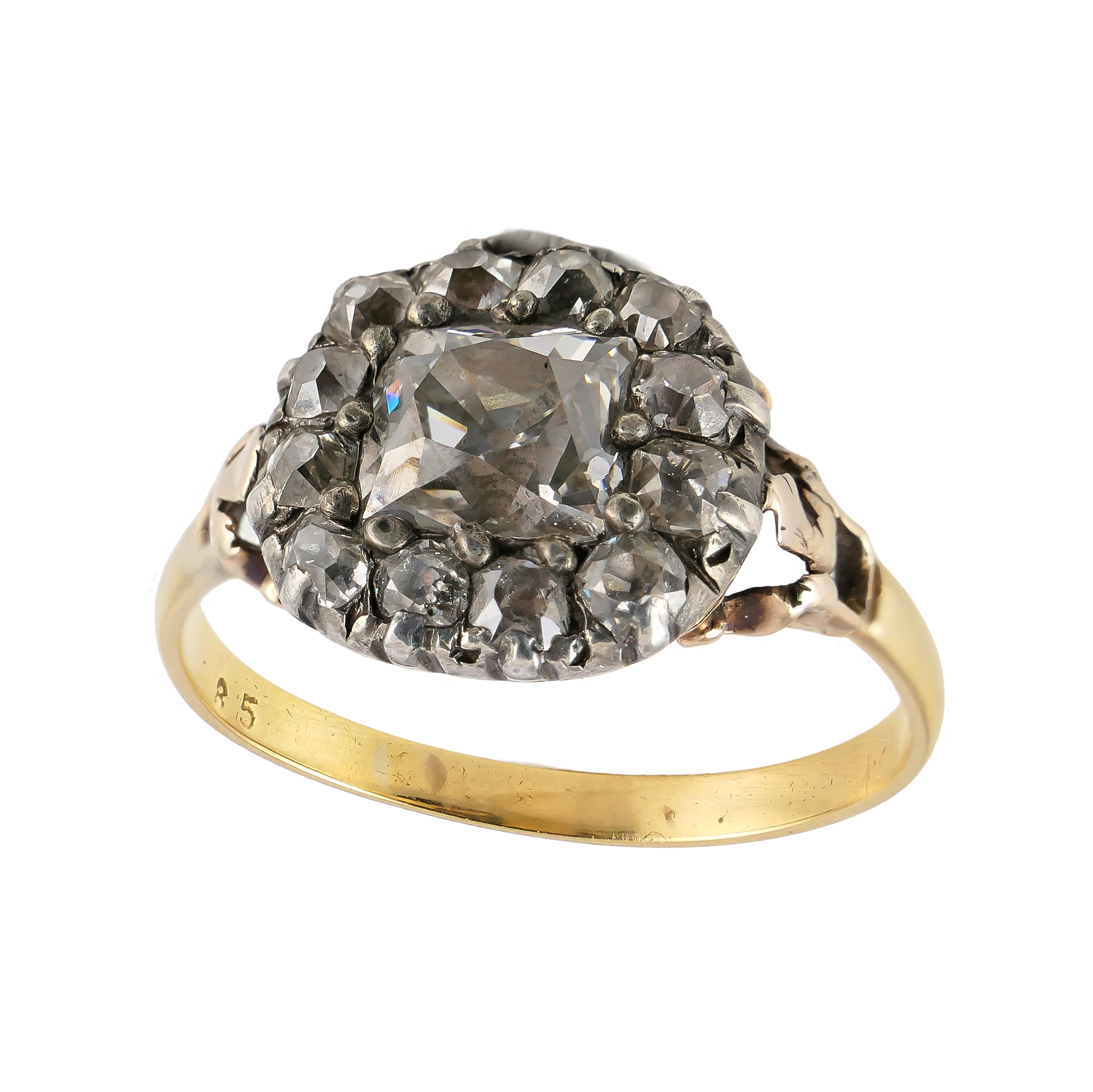 Cushion cut diamond cluster ring
